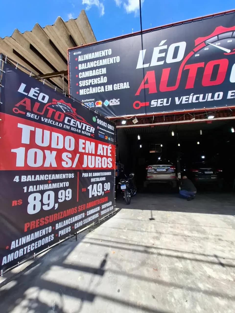 Promoção tudo em até 10x sem juros no Léo Auto Center