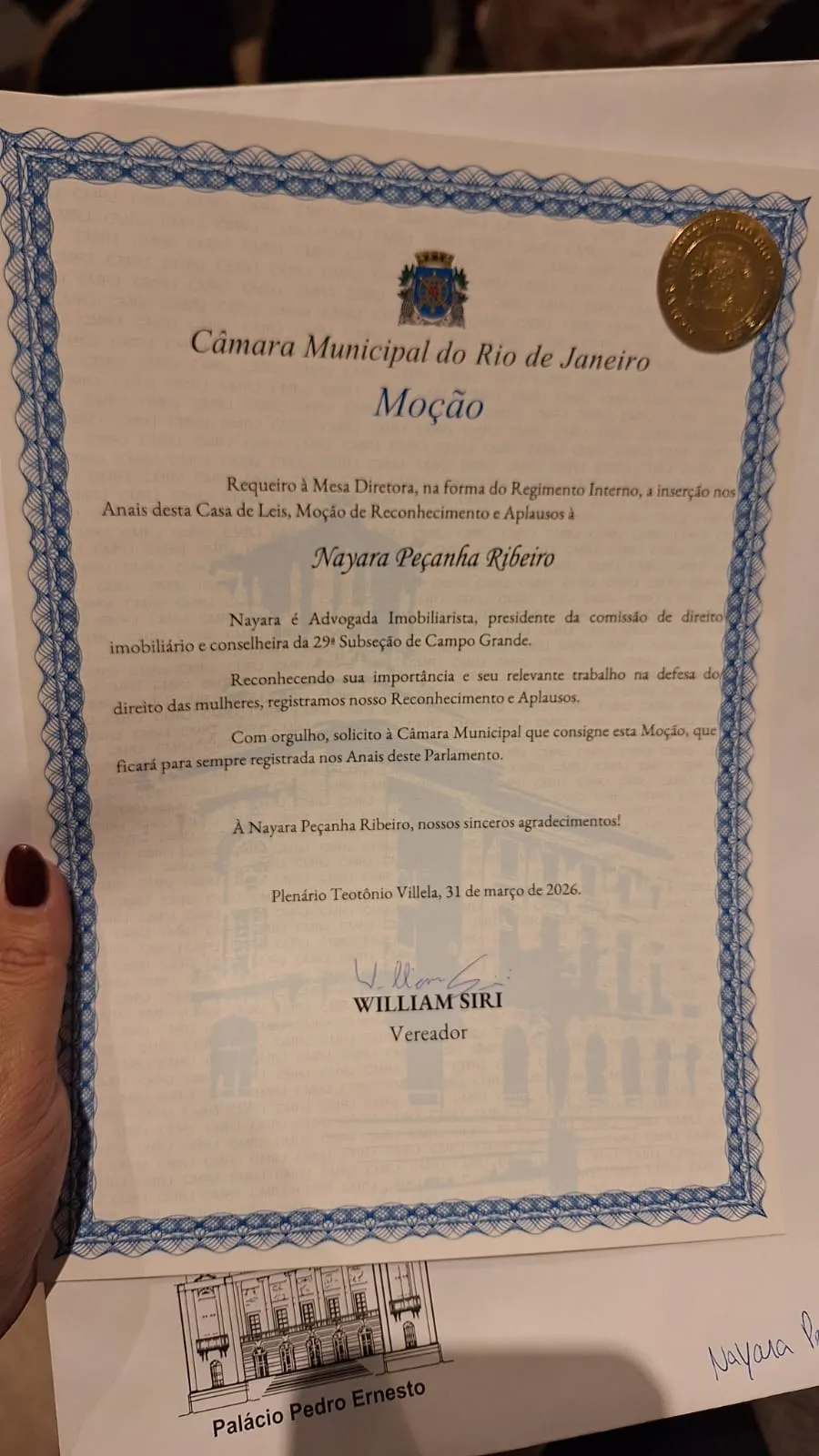 Certificado da Moção
